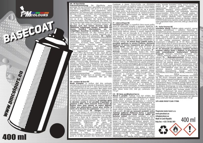 Černá BC báze 400 ml sprej, podklad pod efektové barvy, PMcolours