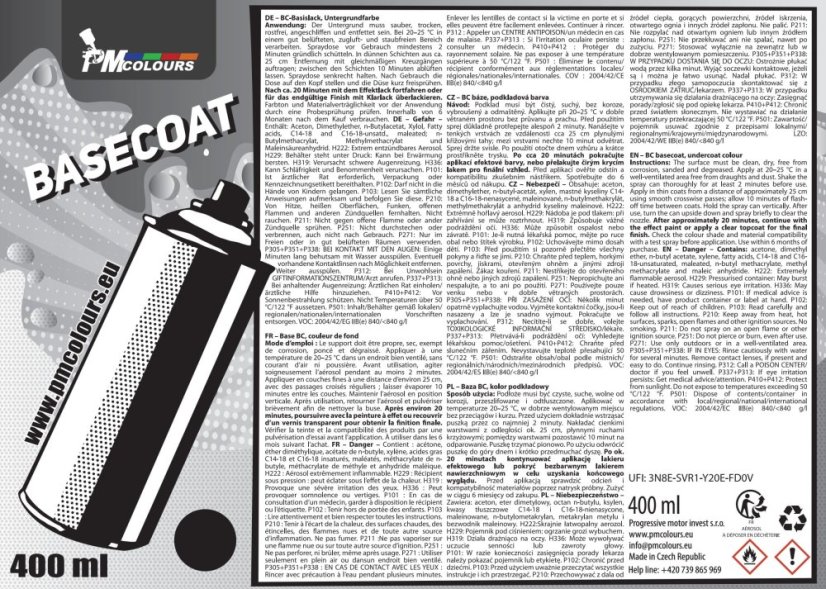 Etiketa podkladovej BC bázy – sprej 400 ml