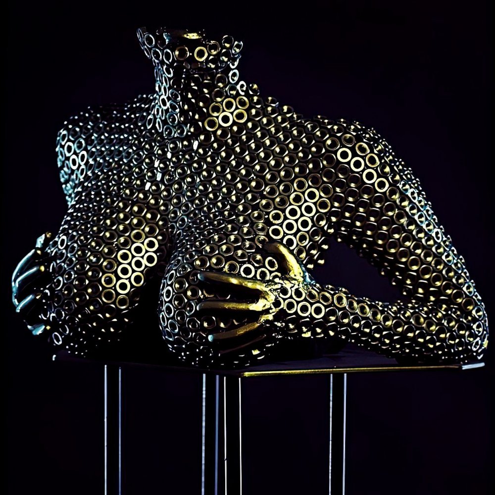 Chamäleon Effektlack Gold-Türkis auf Skulptur